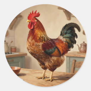 Sticker Rond Ferme de la Fierté de Coq Cuisine Maison