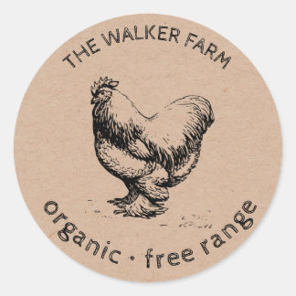 Sticker Rond ferme de poulet rustique monogramme classique rond