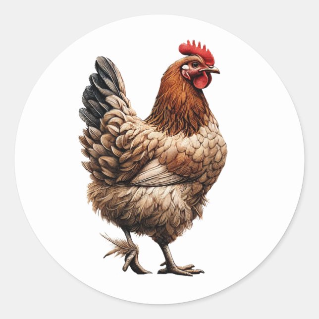 Sticker Rond Ferme de poulets de campagne Brown Barnyard  (Devant)