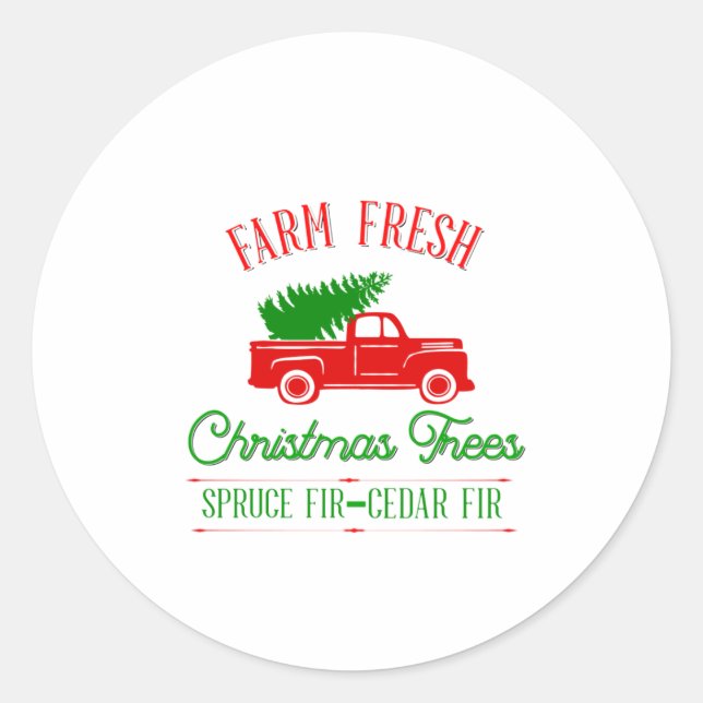 Sticker Rond Ferme des arbres de Noël frais (Devant)