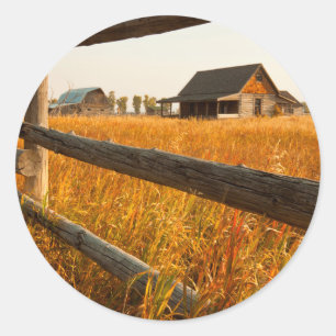 Sticker Rond Ferme et clôture de chemin de fer dans Grand Teton