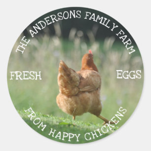 Sticker Rond Ferme familiale Custom Funny Chicken Photo Farmers
