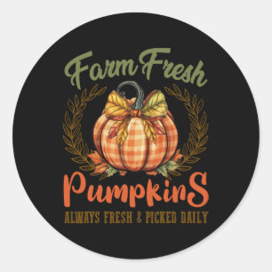 Sticker Rond Ferme Fun Citrouille frais Automne Halloween Thank