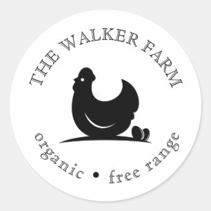Sticker Rond ferme moderne oeufs frais classique rond autocolla