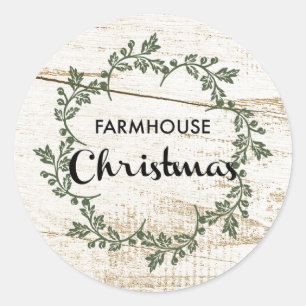 Sticker Rond Ferme moderne Wreath de Noël Bois rustique