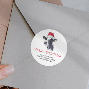 Sticker Rond Ferme Père Noël Vache Noël Retour