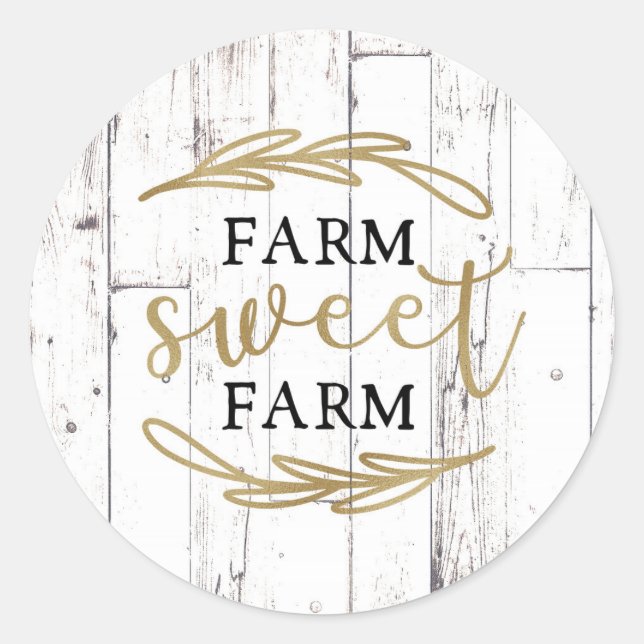 Sticker Rond Ferme Sweet Farm White Wood Country Farmhouse (Devant)