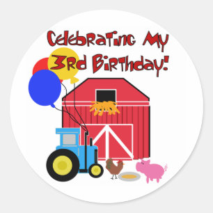 Sticker Rond Ferme T-shirts et cadeaux pour le 3e anniversaire