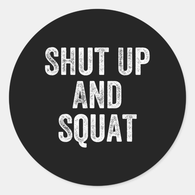 Sticker Rond Fermer Et Squat Gym Weightlifter Bodybuilder (Devant)