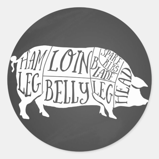 Sticker Rond fermier charcuterie de porc charcuterie art petit  (Devant)
