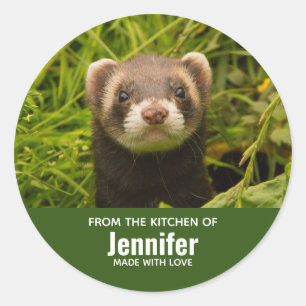 Sticker Rond Ferret Brown dans la cuisine d'herbe