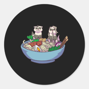 Sticker Rond Ferret Ramen Noodles Anime Kawaii Japanese Otaku