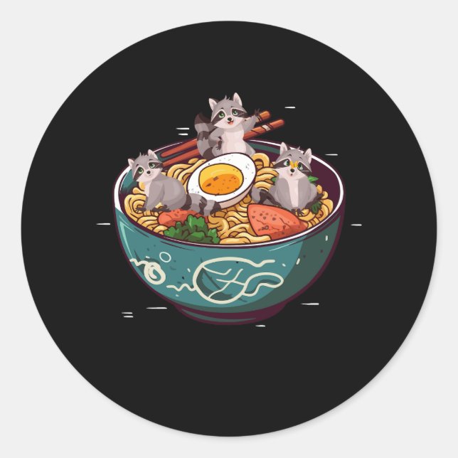 Sticker Rond Ferret Ramen nouilles Anime Kawaii japonais Otaku  (Devant)
