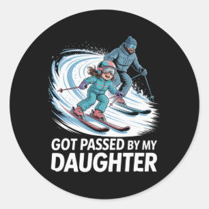 Sticker Rond Fessée de ma fille Funny Skiing _56 