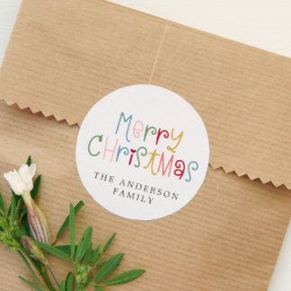 Sticker Rond Festif coloré amusant Joyeux Noël