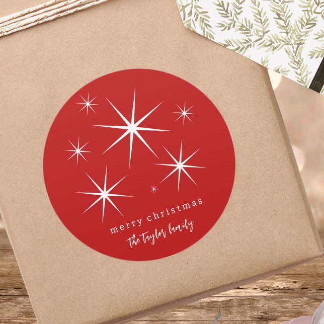 Sticker Rond Festif Élégant Moderne Étoiles de Noël (Créateur téléchargé)