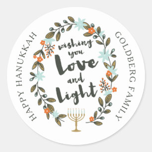 Sticker Rond Festif Floral Hanukkah