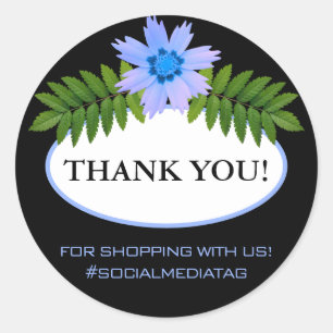 Sticker Rond Festif Moderne Floral Décor Bleu Noir