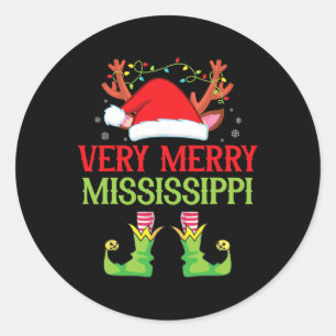 Sticker Rond Festif Noël Elfe Père Noël Très Joyeux À Mi