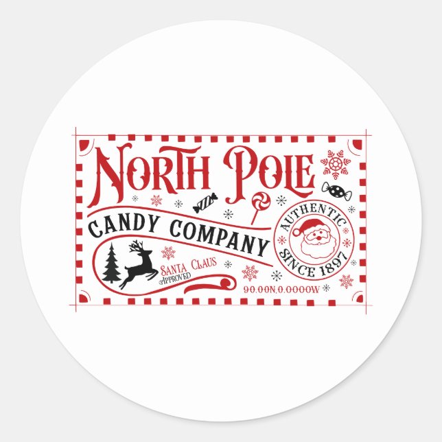 Sticker Rond Festif Noël North Pôle Candy Company (Devant)