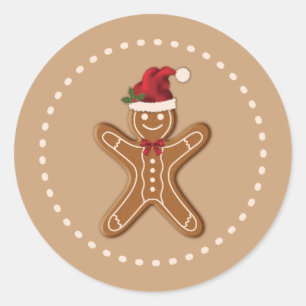 Sticker Rond Festif pain d'épices Cookie de Noël