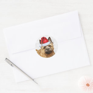 Sticker Rond Festin Cairn Terrier Dog Woof Word Art Noël