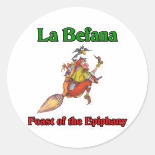 Sticker Rond Festin de Befana de La (sorcière de Noël) de