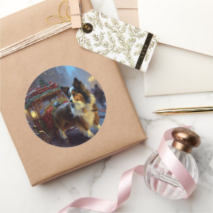 Sticker Rond Festin de Noël de Papillon