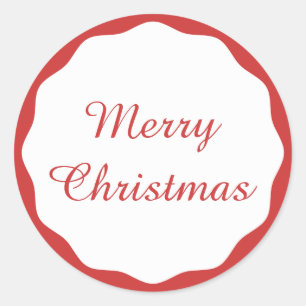 Sticker Rond Festin simple Joyeux Noël Rouge Saint-Jacques Bord