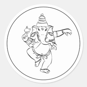 Sticker Rond Festival de danse Ganesh   Dieu indien