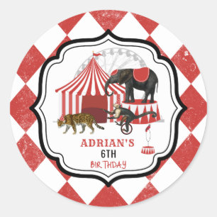 Sticker Rond Festival du Carnaval de cirque Thème Grand Top Ann