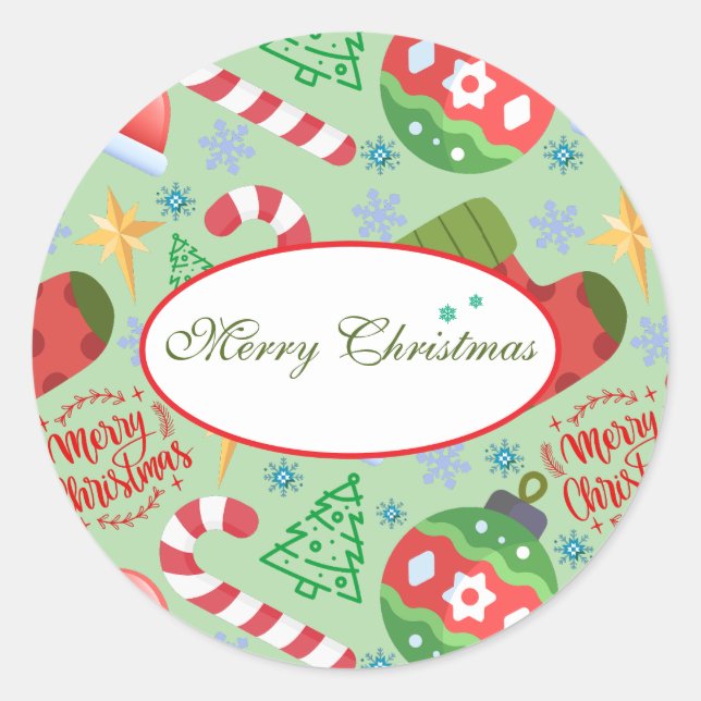 Sticker Rond Festive Christmas Decorations, Cute Holiday (Devant)
