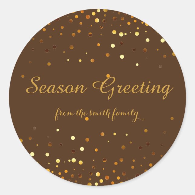 Sticker Rond Festive de Noël Gold Faux Parties scintillant (Devant)