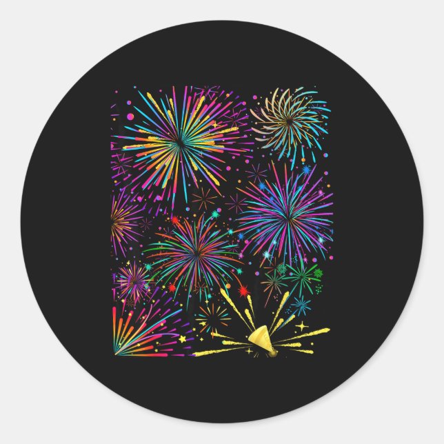Sticker Rond Festive Fireworks &amp; Parades Shows Holiday Chee (Devant)