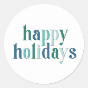 Sticker Rond Festive Happy Holidays typographie Design bleu