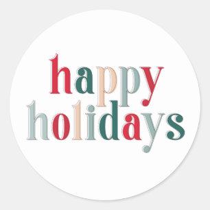 Sticker Rond Festive Happy Holidays typographie Design rouge