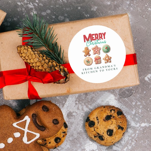 Sticker Rond Festive Holiday Baking Party Christmas Cookies  (Créateur téléchargé)