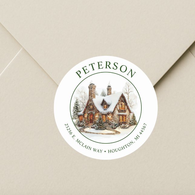 Sticker Rond Festive Noël Nouveau Accueil Retour Adresse Étique (Créateur téléchargé)