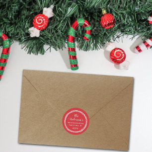 Sticker Rond Festive Red & White Custom Return Address