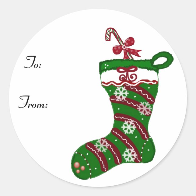 Sticker Rond Festive rouge et vert Stocking (Devant)