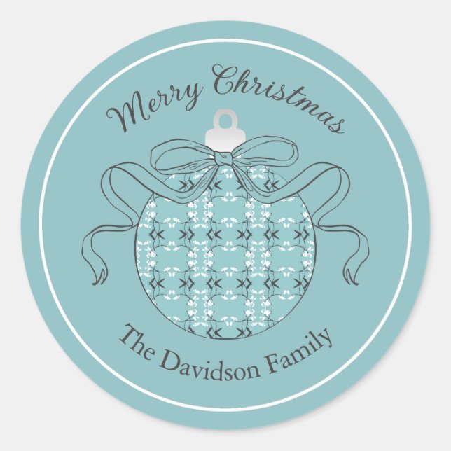 Sticker Rond Festive Royal Botanical Robin's Egg Blue (Devant)