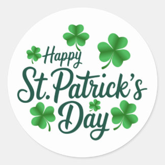 Sticker Rond Festive St. Patrick's Day with Shamrock Border