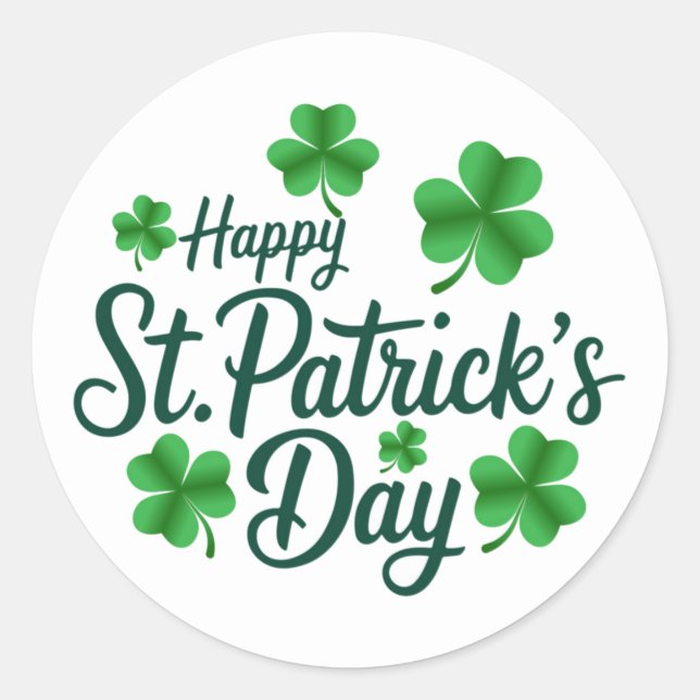 Sticker Rond Festive St. Patrick's Day with Shamrock Border (Devant)