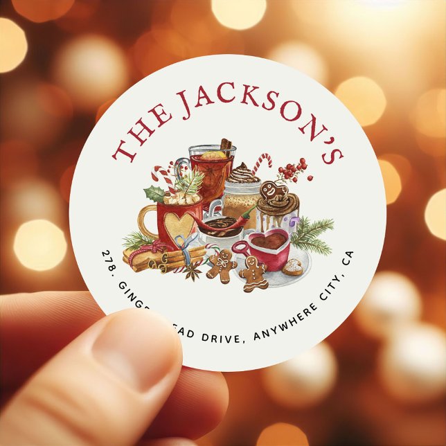 Sticker Rond Festive Sweet Traitements Noël Adresse de retour (Créateur téléchargé)