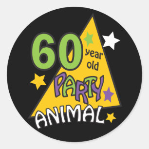 Sticker Rond Fêtard de 60 ans - soixantième anniversaire