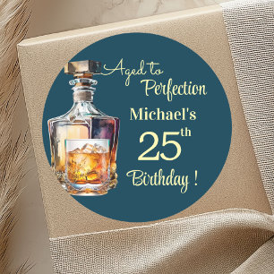 Sticker Rond Fêté à la perfection pour les 25 ans d'un homme, W