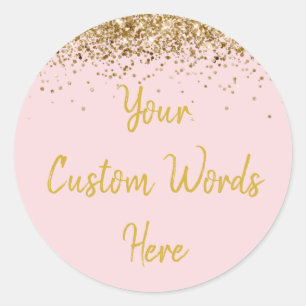 Sticker Rond Fête Anniversaire en or rose clair personnalisé Fa