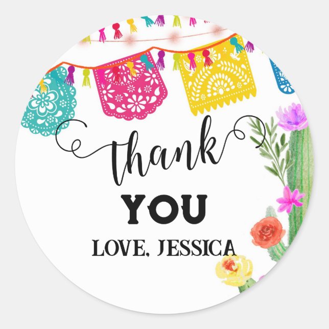 Sticker Rond Fête Anniversaire Invitation soirée mexicaine (Devant)