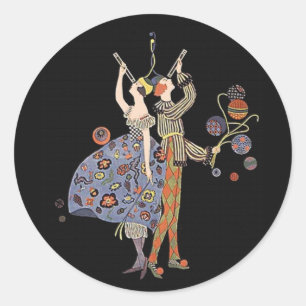 Sticker Rond Fête Art Déco vintage WW1
