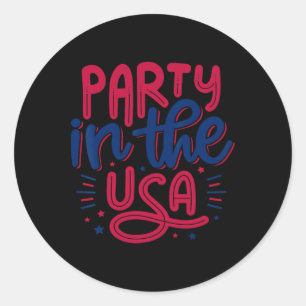 Sticker Rond Fête Aux Etats-Unis Jour Vintage De L'Indépendance